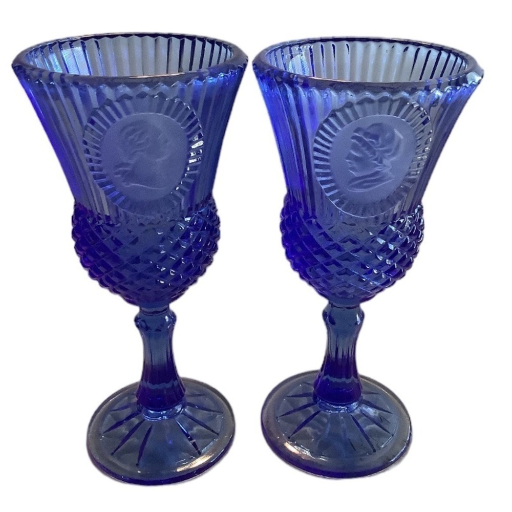 Vintage 1976 Avon Fostoria Martha George Washington wine goblets/glasses set of2 - Picture 6 of 11